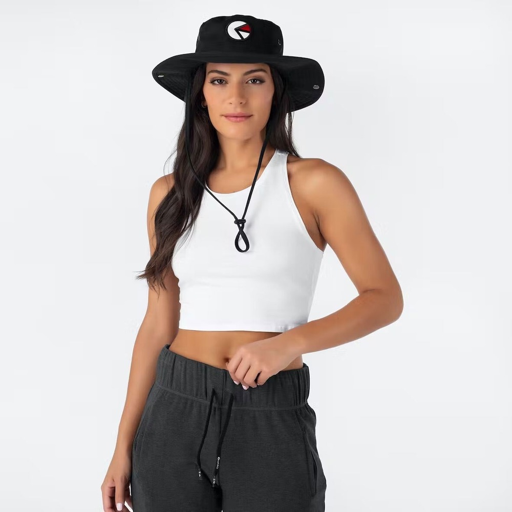 NWT Ethika Women's Black Wide‎ Brim Adjustable Strap Boonie Hat One Size